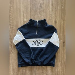 Cropped ‘NYC’ Quarterzip #blueandwhite #navyandwhite #nyc #crop